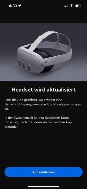 Die App zeigt «Headset wird aktualisiert».