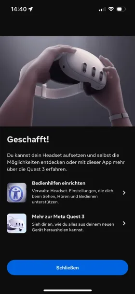 Die App zeigt «Geschafft!».